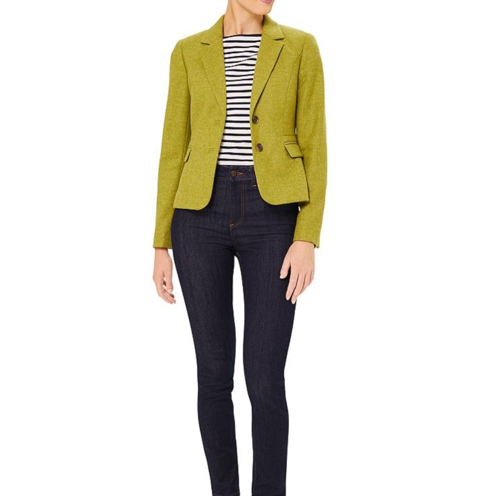 HOBBS‎ LONDON Hackness Wool Blazer Lime Green Size 2 Office Fall Holiday Preppy